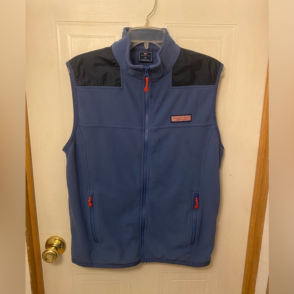 Vineyard Vines Blue Fleece Waffle Knit Vest